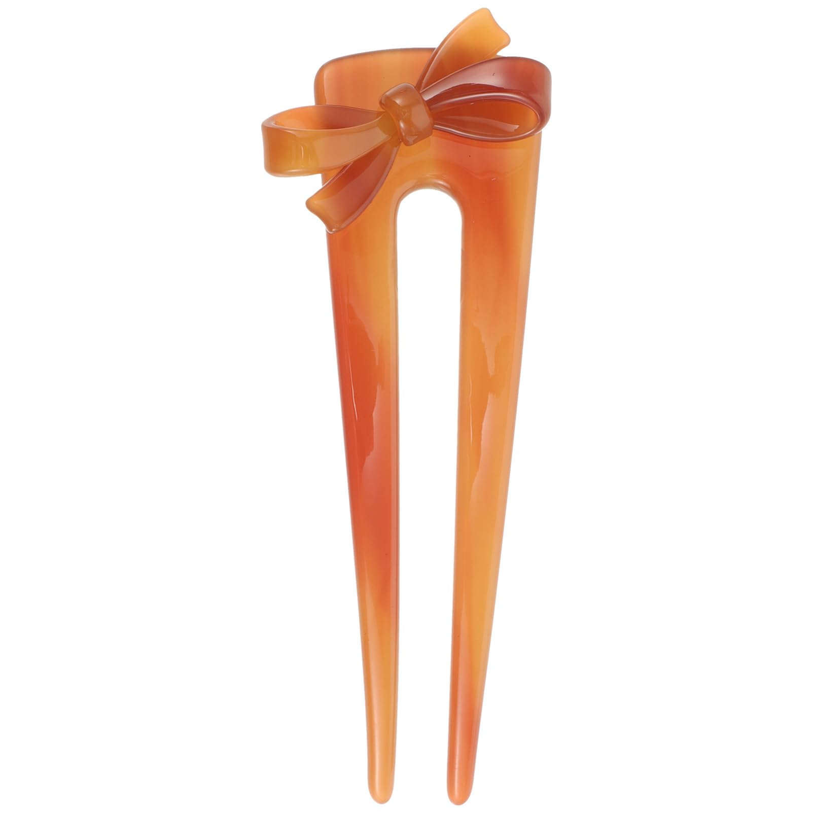 Frcolor French Hair Pins U Shaped Hair Pins French Hair Fork Bow Hair Sticks For Women Girls Hairstyle Accessories Orange