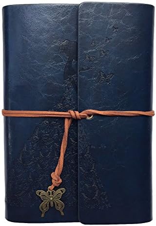 JTKJMM Retro Notepad Leather Journal Notebook Classic Retro Spiral Ring Binder Diary Book，Best Gift for Art Sketchbook Travel Diary and Journals to Write in (7×5 inch,Deep Blue)