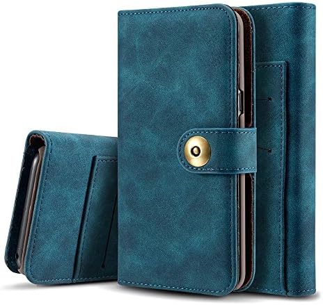 Galaxy S8 Leather Wallets Case Flip Detachable Magnetic Hard Cover Folio Purse For Samsung Phone ( Blue )