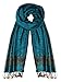 Peach Couture Women's Ravishing Reversible Jacquard Paisley Shawl Wrap Pashmina Blue Gold