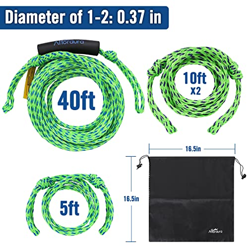 Affordura Tow Rope for Tubing 4 Sections Boat Tow Rope Tube Ropes for