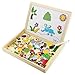HLJgift Wooden Jigsaw Puzzle Baby Toys Animal Easel Doodle Drawing Board For Children be used in Education Expand Imagination