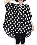 ELLAZHU Women Polka dot Print Short Sleeve Asymmetric Hem Blouse Shirt GA74 A