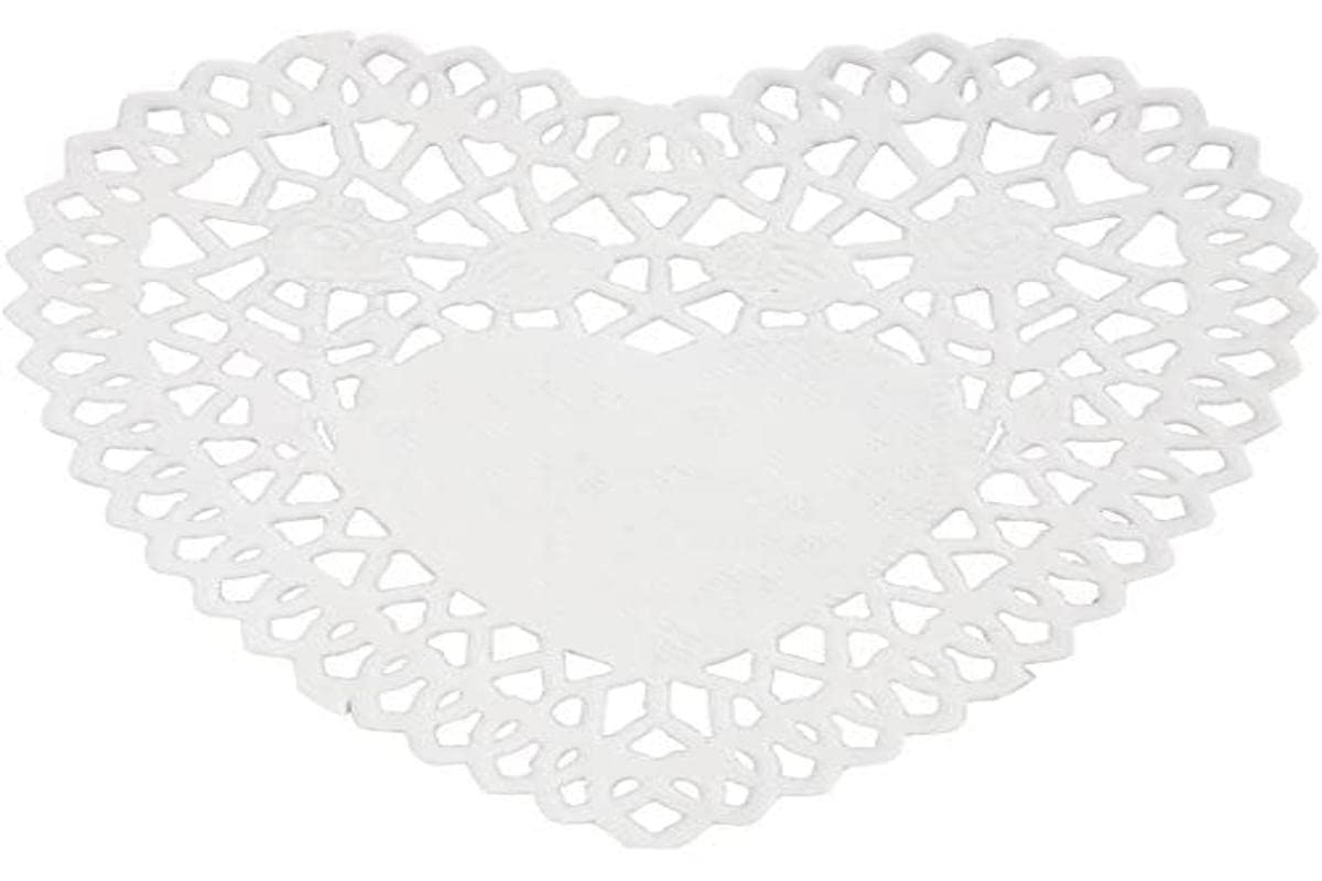 Creativ 20964 Doilys, D: 10 cm, heart, 30pcs, White
