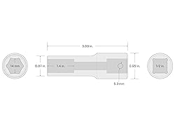 TEKTON 1/2 Inch Drive x 14 mm Deep 6-Point Impact