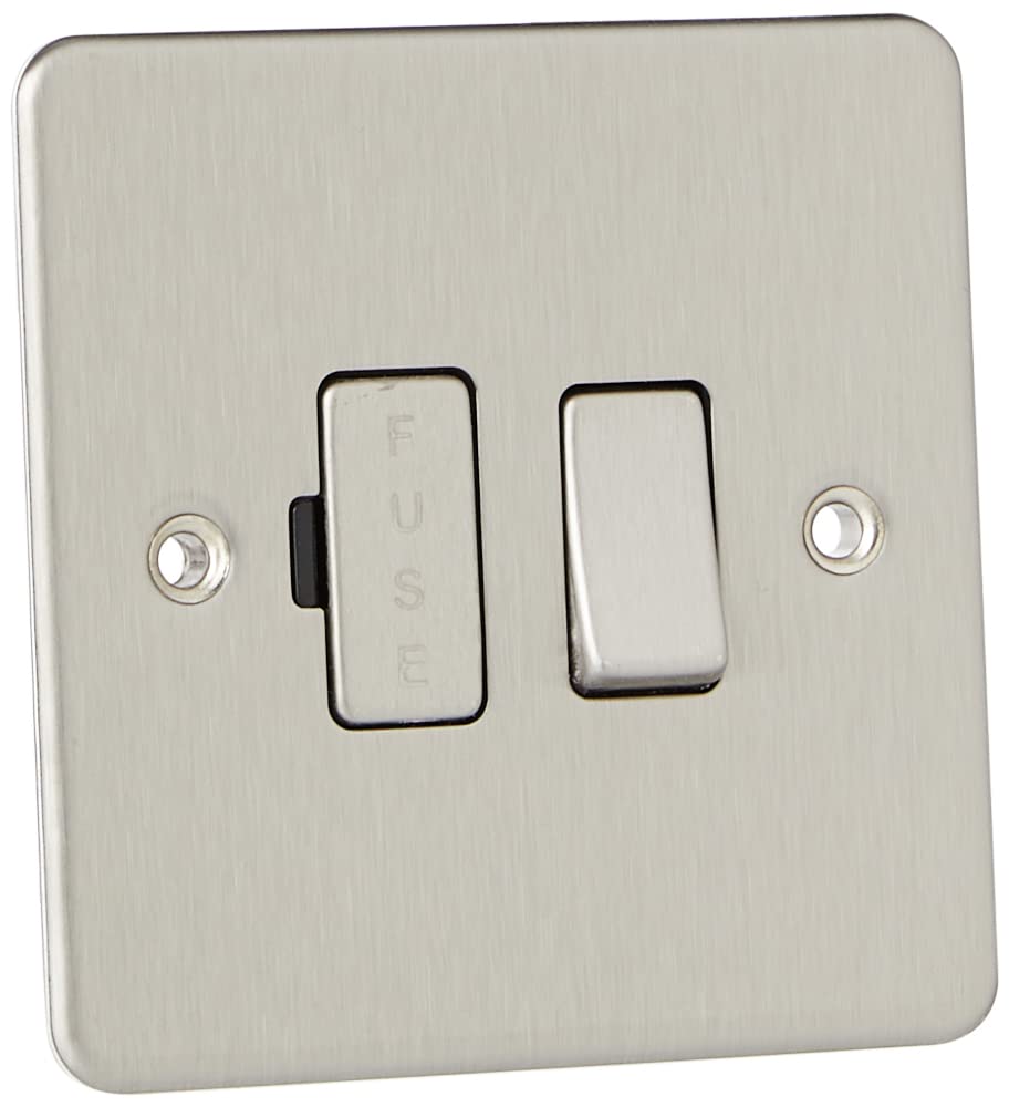 Knightsbridge FP6300BC 13 A Flat Plate Switched Fused Spur Unit, Brushed Chrome