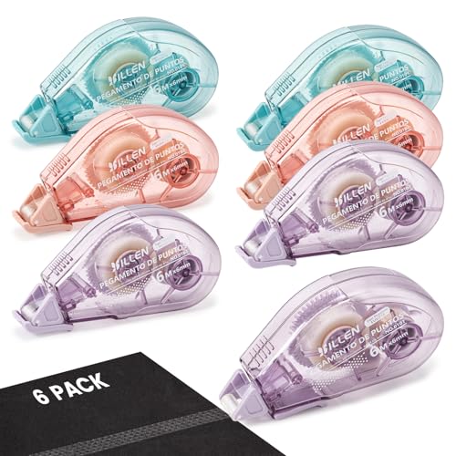 6 Pack Scrapbook Glue Tape, Double Sided Tape for Crafts, Tape Runner for Scrapbooking Journaling Supplies, Adhesive Tape Roller for Crafting Photo Album School Office Wrapping