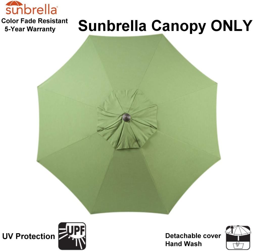 Patio Umbrella Replacement Canopy Only For 9 Feet 8 Ribs Outdoor Garden Umbrella Non Faded Sunbrella Canvas Turf Sunbrella Canopy Only Turf Green Amazon Co Uk Garden Outdoors