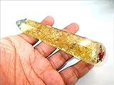 Energized Citrine Orgone Massage Wand Faceted Booklet Jet International Crystal Therapy A+ Healing Energy Orgone Orgonite Life Force Negative Ion Generator