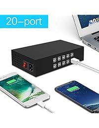 RUISI Multi puerto USB cargador portátil para el hogar oficina de viajes, puertos USB de pared Adaptador de cargador con nosotros enchufe para iPhone, iPad, Samsung