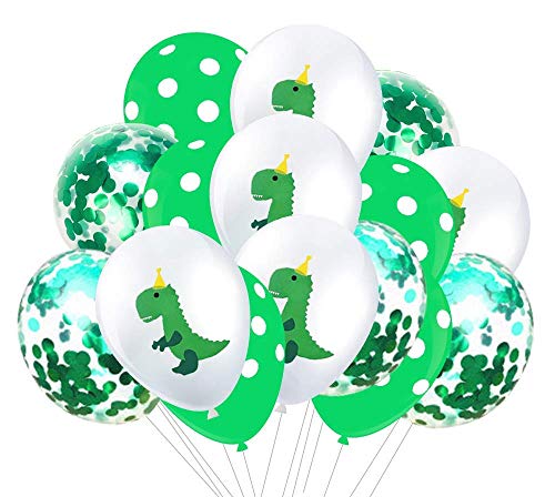 Dinosaur Party Latex Balloons and Confetti Balloons - Dino Baby Shower/Birthday Party Decorations Jungle Jurassic Party Supplies(30 Packs)