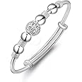 Sterling Silver Bracelets For Women 925 Sterling Silver Beads Bangle Bracelet Transfer Lucky Cuff Bracelet Adjustable Fashion Women Jewelry