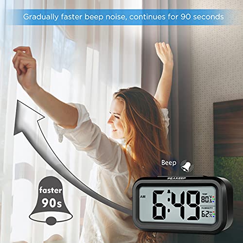 Peakeep Alarm Clock Battery Operated Indoor Temperature Humidity