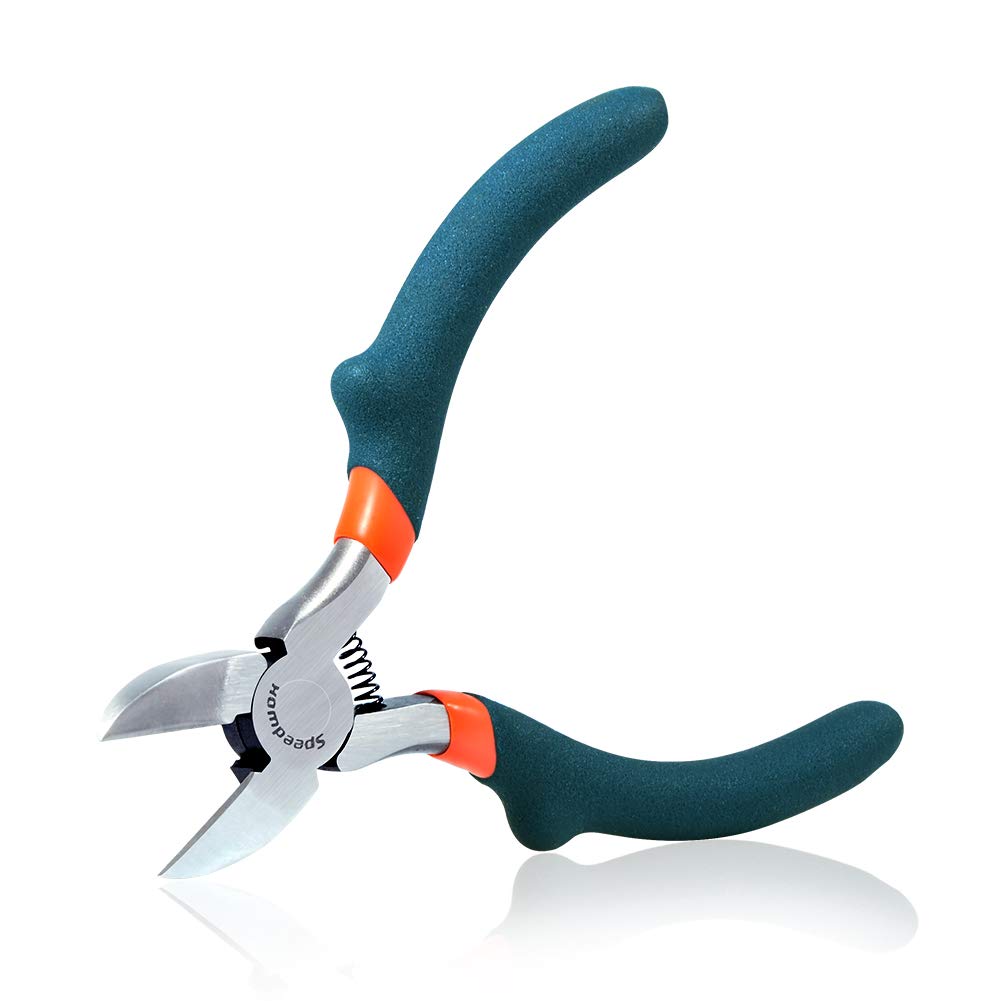 SPEEDWOX Mini Diagonal Pliers Thin Precision Wire Cutters 4-1/2 Inches Convex Shoulder Small Plastic Nippers Micro Side Cutter Side Cutting Fine Plier Jewelry Making Professional Beading Hobby Craft