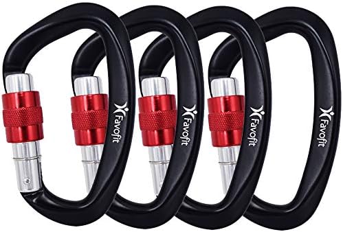 Favofit 12KN/25KN Heavy Duty Aluminium Carabiners (Weight Limit at 2697lbs/5620lbs Each), Super Durable Screwgate Locking Carabiner Clips for Hammock, Camping, Hiking, Outdoor, Keychain etc