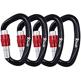 Favofit Auto Locking Rock Climbing Carabiner Clips, Certified 25KN (5620 lbs) Heavy Duty Caribeaners for Rappelling Swinging Rescue & Gym etc, Large Carabiners, Black