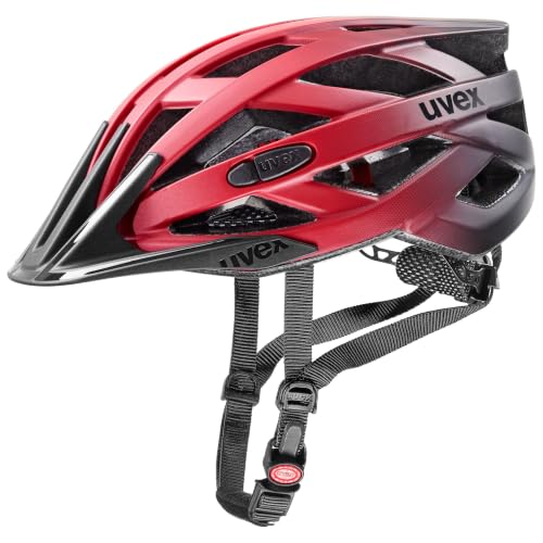 uvex i-vo cc - lightweight all-round helmet for women and men - individually adjustable fit - expandable with LED light - red-black matt - 56-60 cm