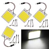 Everbright 4-Pack White Led Panel Dome Light Lamp, COB 48-SMD Led Interior Car Lights Auto Led Dome Lights Interior with T10 /BA9S/ Festoon Adapters, DC-12V