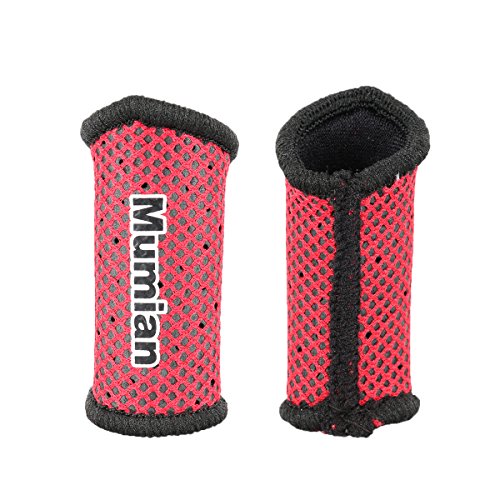 Sports Elastic Finger Sleeves Support Thumb Brace Protector Breathable Elastic Finger Tape for Basketball, Tennis,Baseball, Cycling, Volleyball, Badminton, Boating A71 (Red, Medium)
