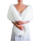 Yalice Women's Wedding Faux Fur Shawl and Wrap Bridal Fur Stole Fur Scarf for Bride and Bridesmaids