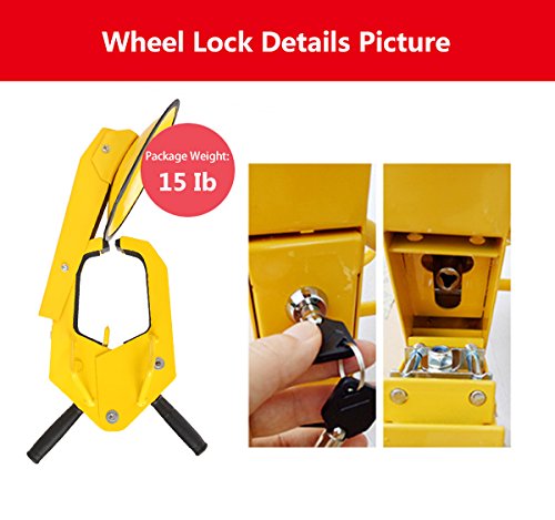 Voluker Wheel Lock Heavy-duty Car Tire Steel Anti-Theft Wheel Clamp Lock for Auto Car Truck SUV ATV RV
