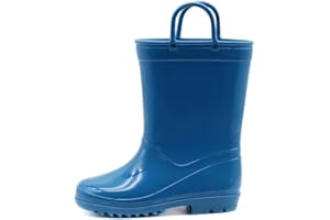 EUXTERPA Toddler Kids Rain Boots for Girls Boys Waterproof Solid Color Rain Shoes with Easy On Handles