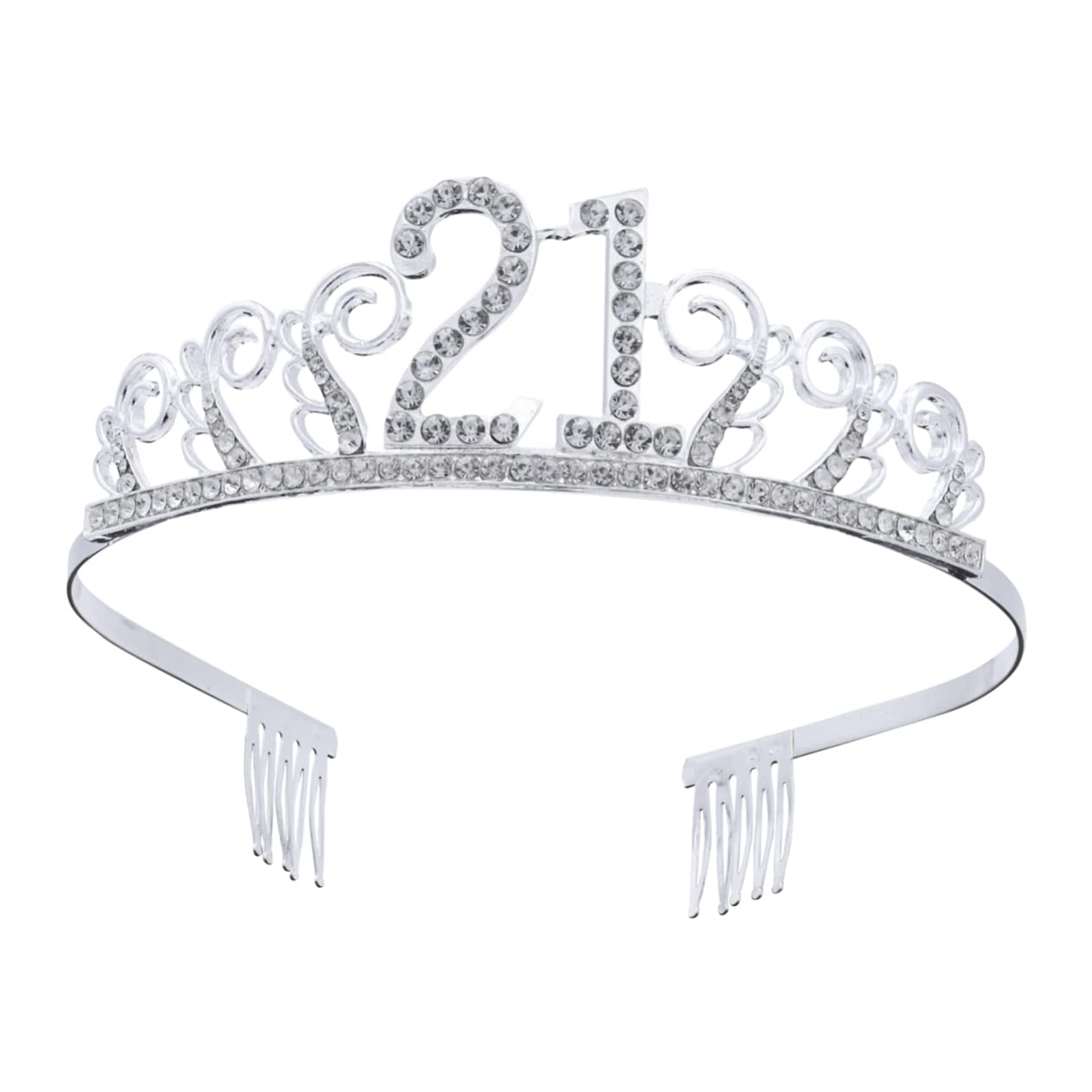 Frcolor 21th Birthday Crystal Tiara Crowns Headband with Hair Combs