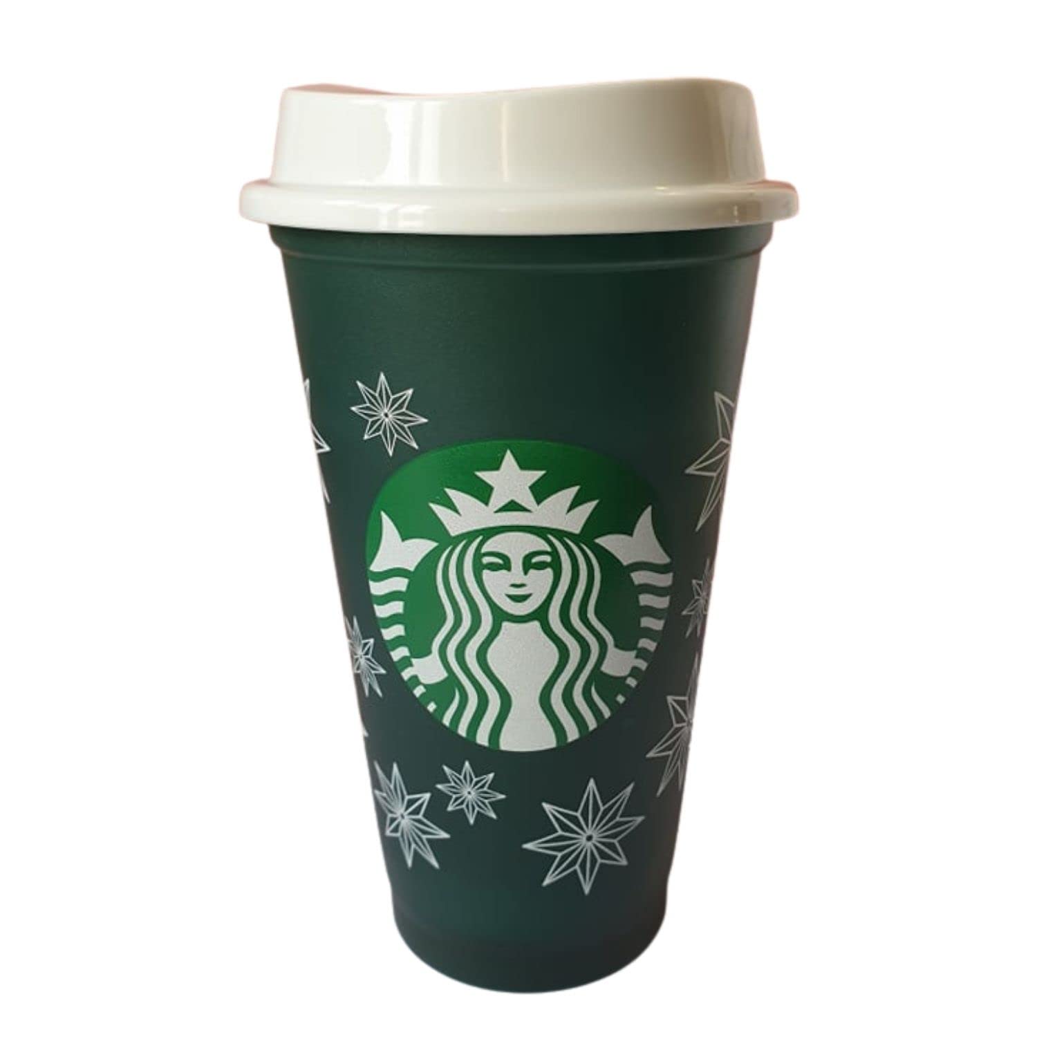 Reusable Colour Changing Cup & Lid, Grande 473 ml/16 fl oz, Green with Snowflakes That Turns Red When Hot Water is Poured in, Limited Edition Starbucks Cup