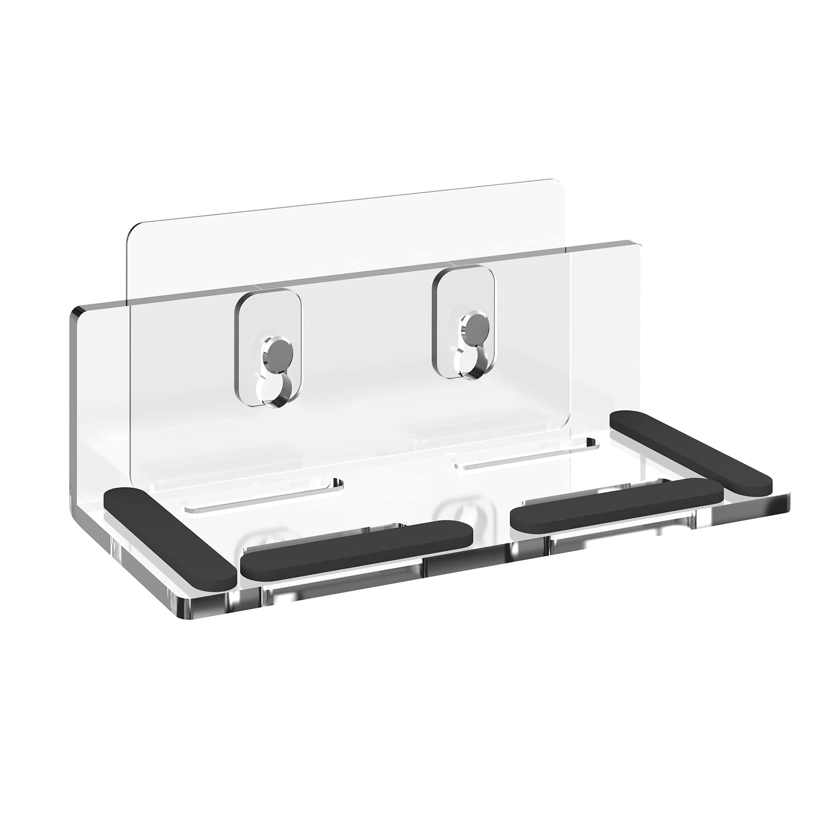 GEEKRIA Wall Mount Shower Speaker Stand Compatible with Anker Soundcore 2, JBL Clip 3, INSMY C12 IPX7 Waterproof Bluetooth Speaker, Bathroom Wallmount Speaker Holder (Clear)