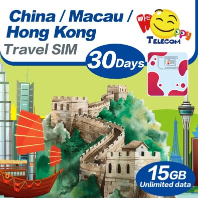 Free Test 150MB 1Day in USA | Happy China, Hong Kong, Macau 30Days Unlimited Data Sim Card | 15GB of 5G High-Speed Data | Support Google, Whatsapp, Facebook, Instagram and More
