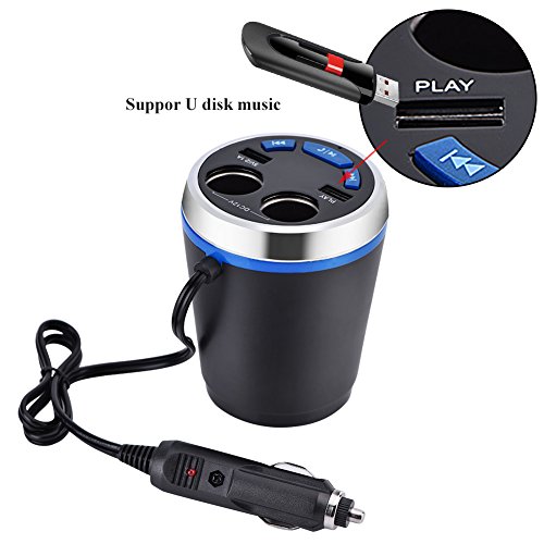 V BESTLIFE Car Fm Transmitter, FM Transmitter Bluetooth Car MP3 Player Radio Adapter Hands-Free Music Player Car Cigarette Lighter Socket Car Kit with Dual USB Port Charger - Thumbnail 3