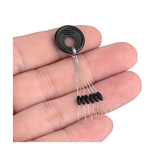 EBYTOP-6-in-1-Rubber-Float-Stop-Fishing-Stopper-Sinker-Cylinder-Shape-Plastic-Ring100-PCSSmall-Size