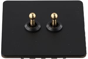 Retro Industrial Style Brass Lever Switch Panel Vintage Hotel Homestay Metal Switch (2 Gang)