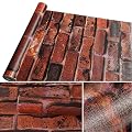 Wallpaper 3D PVC Red Brick Wallpaper Self-Adhesive Retro Brick Stone Wall Paper Removable Wall Mural Vinyl Peel and Stick Shelf Paper for Wall Bathroom Kitchen Backsplash