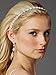 Mariell Silver Wedding Bridal Headband with Round Crystals and Ivory Ribbons