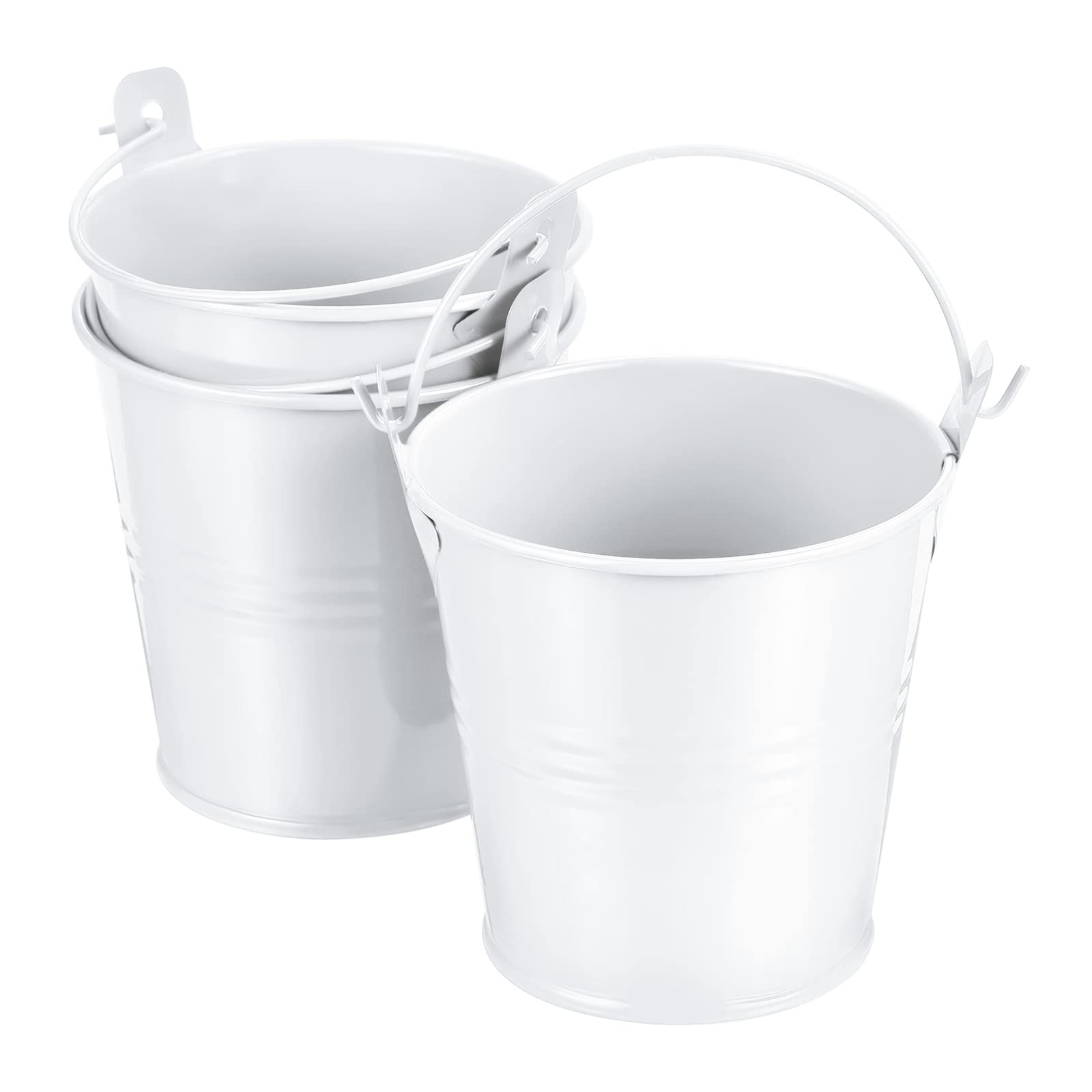 Photo 1 of PATIKIL 3" Height Mini Metal Bucket, 3 Pack Colorful Metal Succulents Pot Party Decorative Pails with Handles for Small Succulents, White