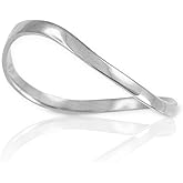 Thumb Rings High Polish 14k White Gold Wave Band