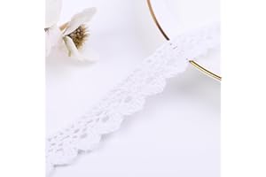 DYSHIPEN 30Yards Lace Ribbon 0.7Inch Wide Multi-Colored Lace Edge Trim for Sewing,Crochet Lace for Craft,Costume or Jewelry and Sewing (White)