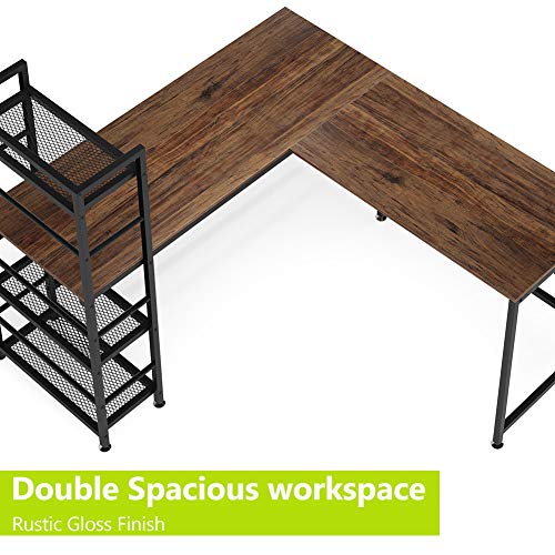 Tribesigns 59 Inch L Shaped Computer Desk, Corner Desk with 4Tier