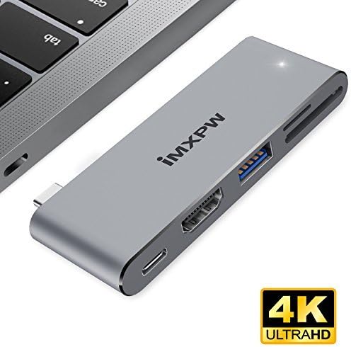 USB C HDMI Adapter, iMXPW HEXATERA USB Type C Hub with HDMI Output for New MacBook Pro, MacBook Hub with Pass-through Charging, HDMI 4K@30Hz, USB 3.0 Port, SD/Micro SD Card Reader 5 in 1
