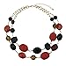 Bocar 2 Layer Statement Chunky Red Black Beaded Fashion Collar Necklace Earring Set for Women Gifts (434)