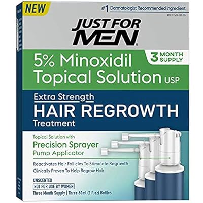 Just for Men Minoxidil Extra Strength Hair Loss Regrowth Treatment with Precision Sprayer, 6 Ounces (6 Month Supply)