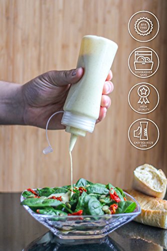 8-Pack Plastic Squeeze Squirt Bottles for Condiments with Caps and Measurements,Labels Included, Ideal for Sauce, Ketchup, BBQ, Dressing, Paint, Workshop, Pancake Art Dispenser, and More (8 OZ) - Thumbnail 2
