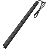 HHSOET Metal Wall Mount Power Strip, 16 Outlets, 3 FT SJT 3/C 14AWG Power Cord, 15A 125V 1875W, Black