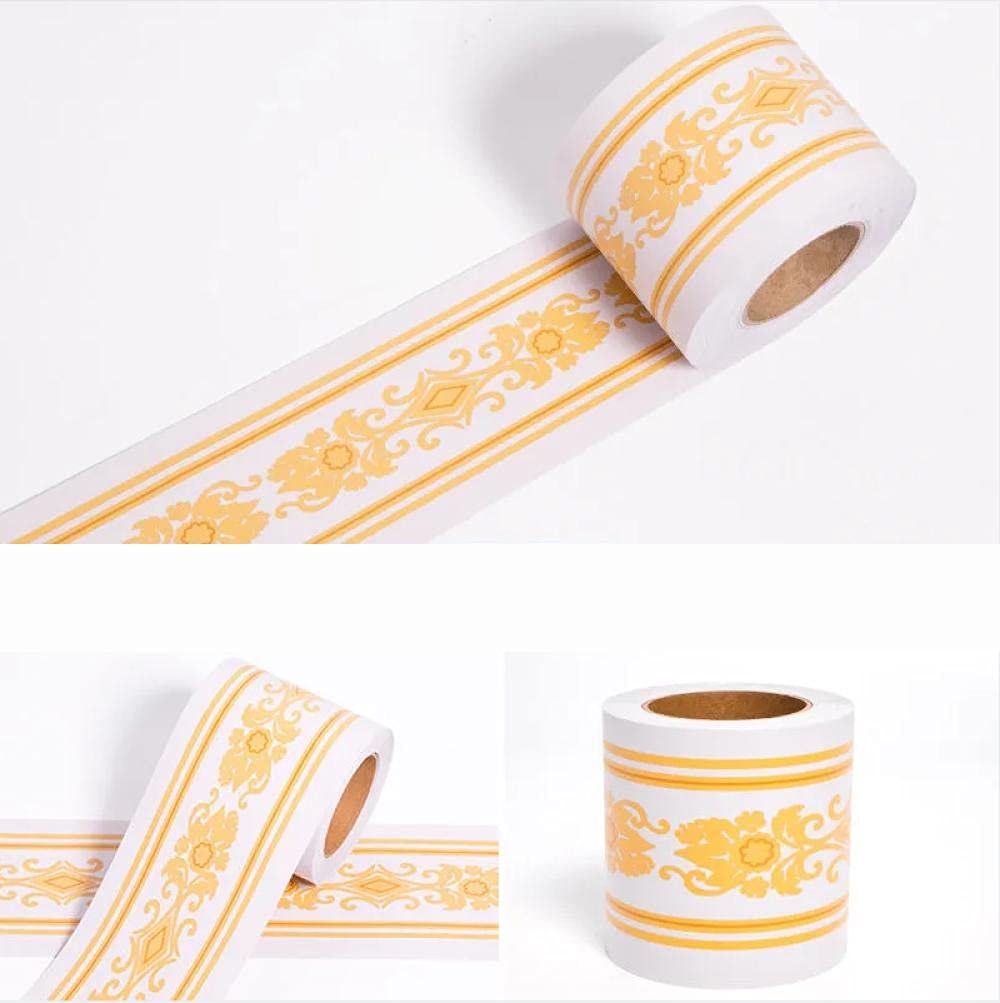 Dostear Wall Borders Peel and Stick Wallpaper Border Window Trim Molding Mirror Frame Kit Wall Panel Bulletin Board Borders Yellow Pattern 12 X 1000cm