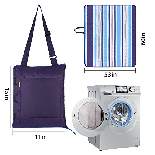 Large Machine Washable Picnic Blanket,60 X 53" Outdoor Beach Mat Tote Portable Lightweight