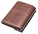 RFID Blocking Genuine Cowhide Leather Trifold Card Wallet for Men With 2 ID Window (Dark brown with coin pocket)