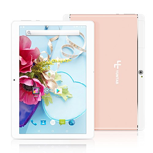 Yuntab 10.1 inch Unlocked 3G Wifi Tablet PC Quad Core Android 5.1 Lollipop MTK 16G Smart Phone 2G 3G Wifi Google Tablet IPS 1280X800 Bluetooth GPS Cellphone (Rose Gold)