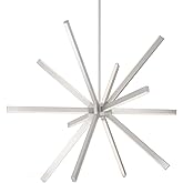 Kuzco Lighting Sirius 48" Chandelier | Brushed Nickel Finish | White Acrylic Diffusers | Modern LED Starburst Light Fixture |