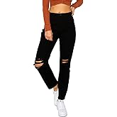 WAX JEAN Women's Mom Jean with Blown Out Knee